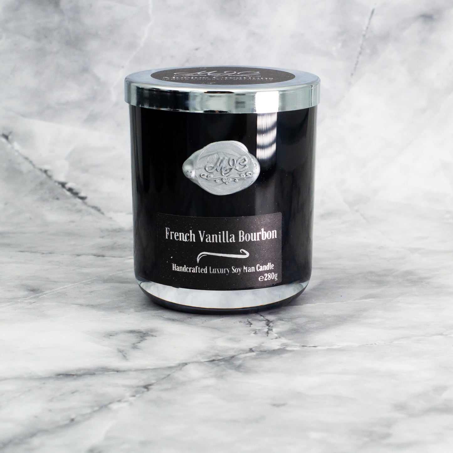 French Vanilla Bourbon Fragrance Man Candle in Large Black Tumbler 285g/10oz