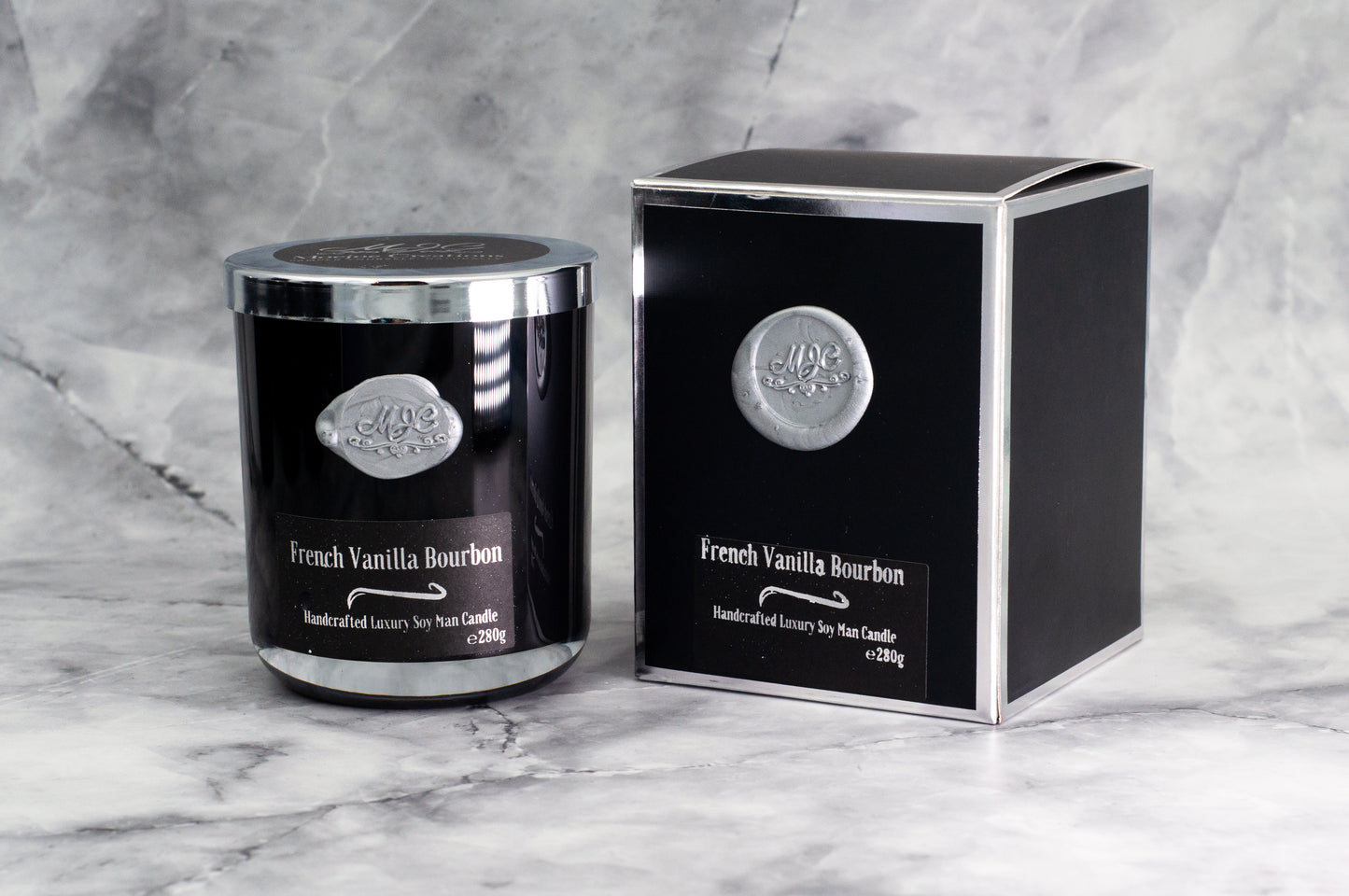 French Vanilla Bourbon Fragrance Man Candle in Large Black Tumbler 285g/10oz