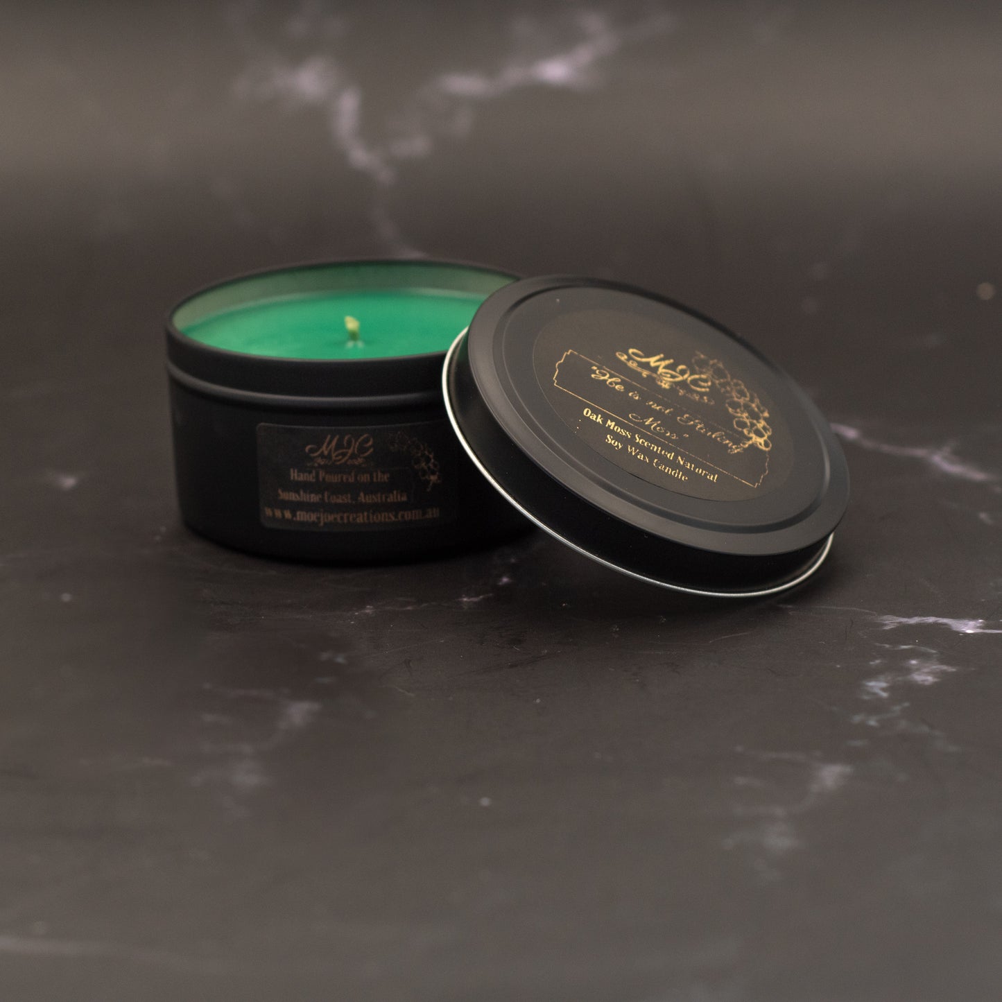 Oak Moss Fragrance Soy Wax Travel Tin Candle Available in Four Sizes